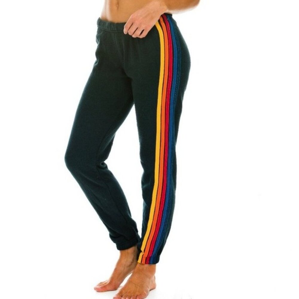 Aviator Nation Womens 5 Stripe Sweatpants in Gray Size S